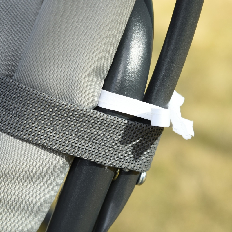 Best Canopy Swing 2 Separate Relax Chairs w/ Handrails and Removable Canopy Grey - Image 10