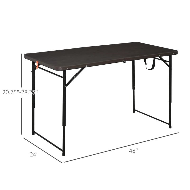 Best 4FT Portable Metal Picnic Table, 22Lx61Wx53/71.5H cm-Black/Brown - Image 3