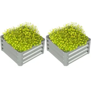 Best Set of Two 60 x 60cm Steel Planter Boxes - Light Grey