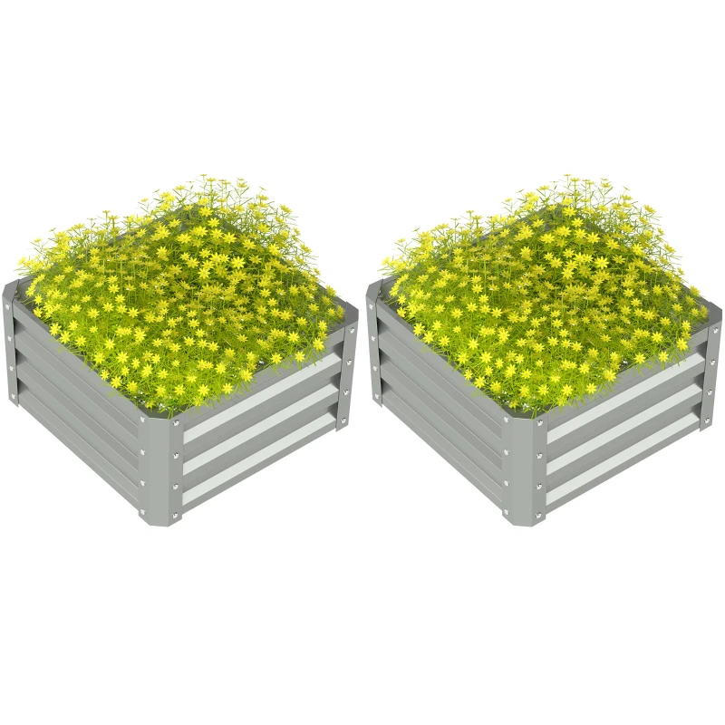 Best Set of Two 60 x 60cm Steel Planter Boxes - Light Grey