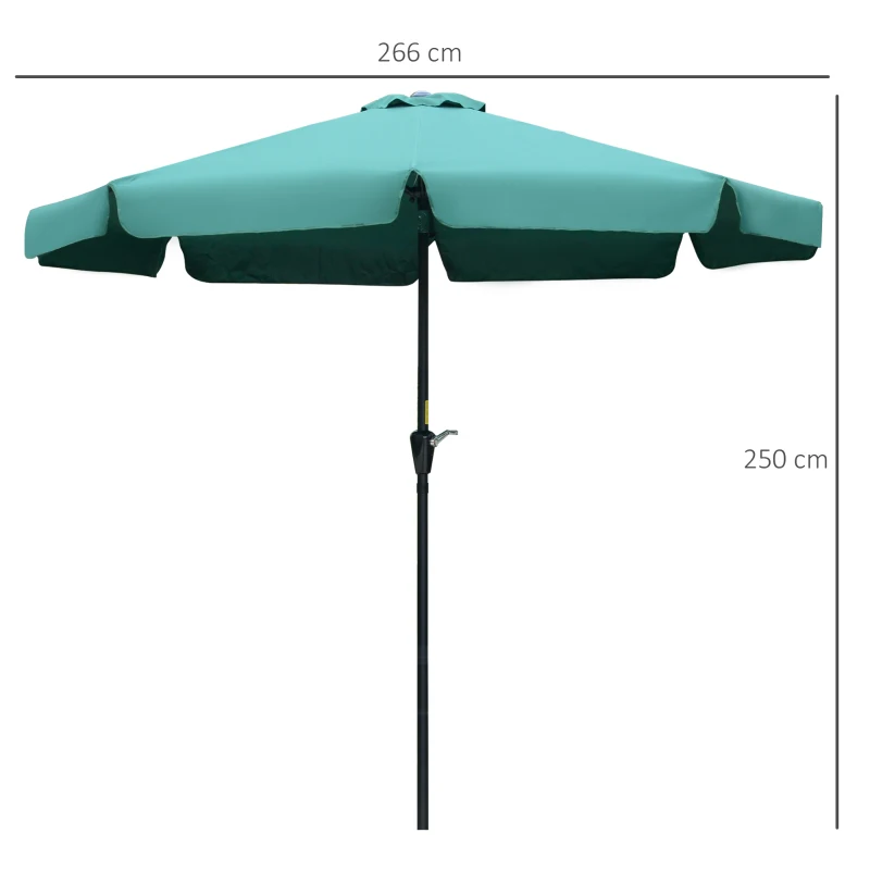 Best 2.7m Patio Parasol Garden Umbrellas Outdoor Sun Shade Table Umbrella with Tilt, Crank, 8 Ribs, Ruffles, Green - Image 3