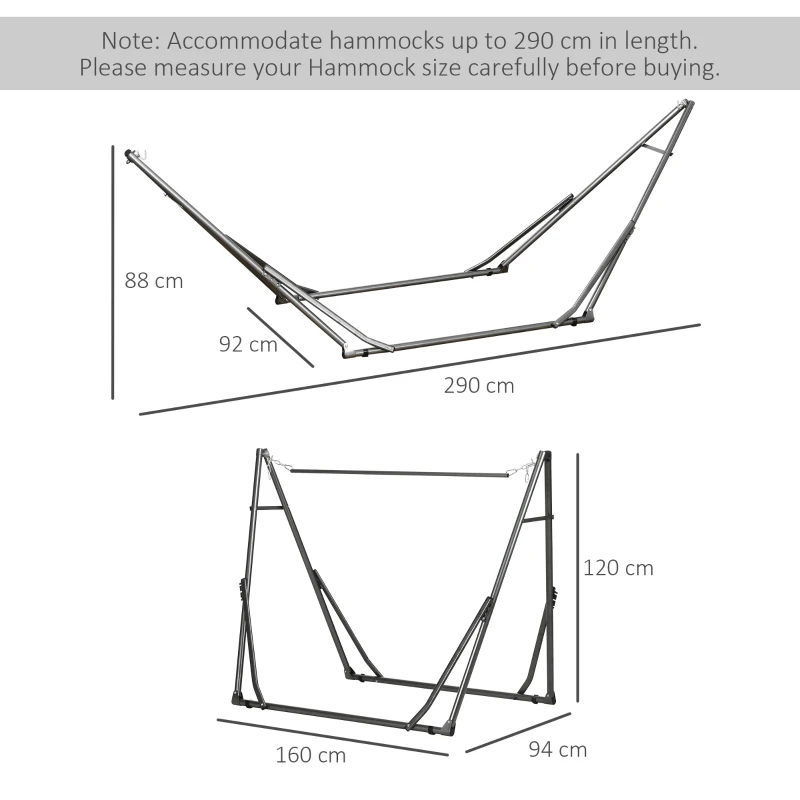 Best Foldable Hammock Stand, Portable Hammock with Metal Frame, 2 in 1 Hammock Net Stand, Clothes Drying Rack, Load Capacity 120kg, for Patio, Garden, Yard, Black - Image 3