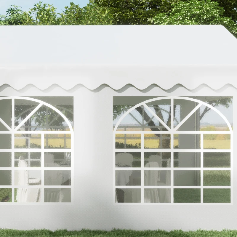 Best 4m x 4m Marquee Party Tent Wedding Canopy, Pop Up Gazebo with Sidewalls, Doors, Windows, Galvanised Garden Gazebo for Parties Events, White - Image 7