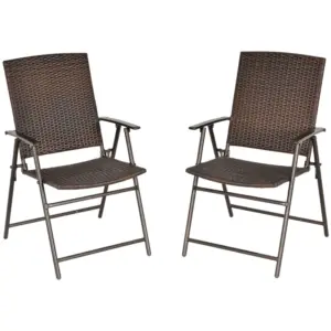 Best Set of Two Folding Rattan Seat Chairs - Brown