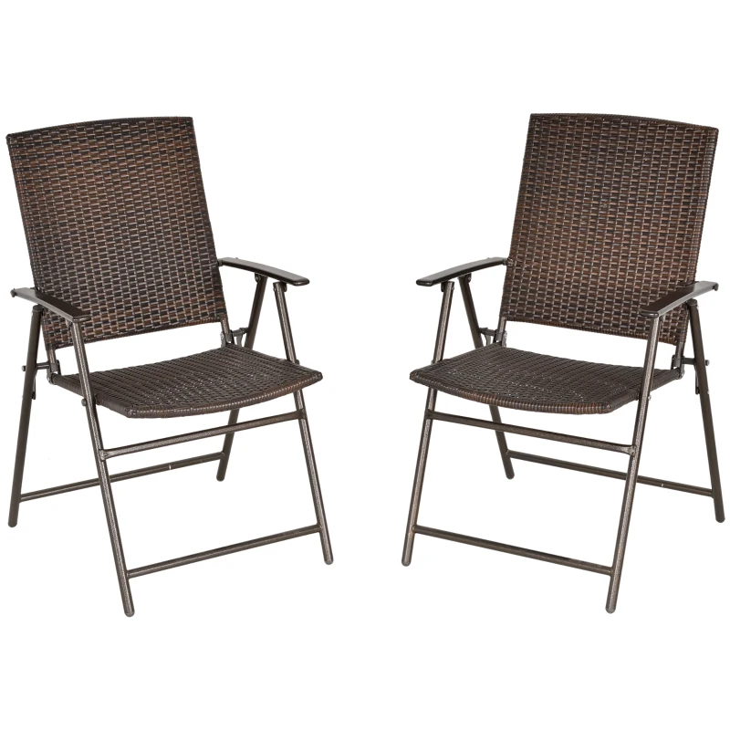 Best Set of Two Folding Rattan Seat Chairs - Brown