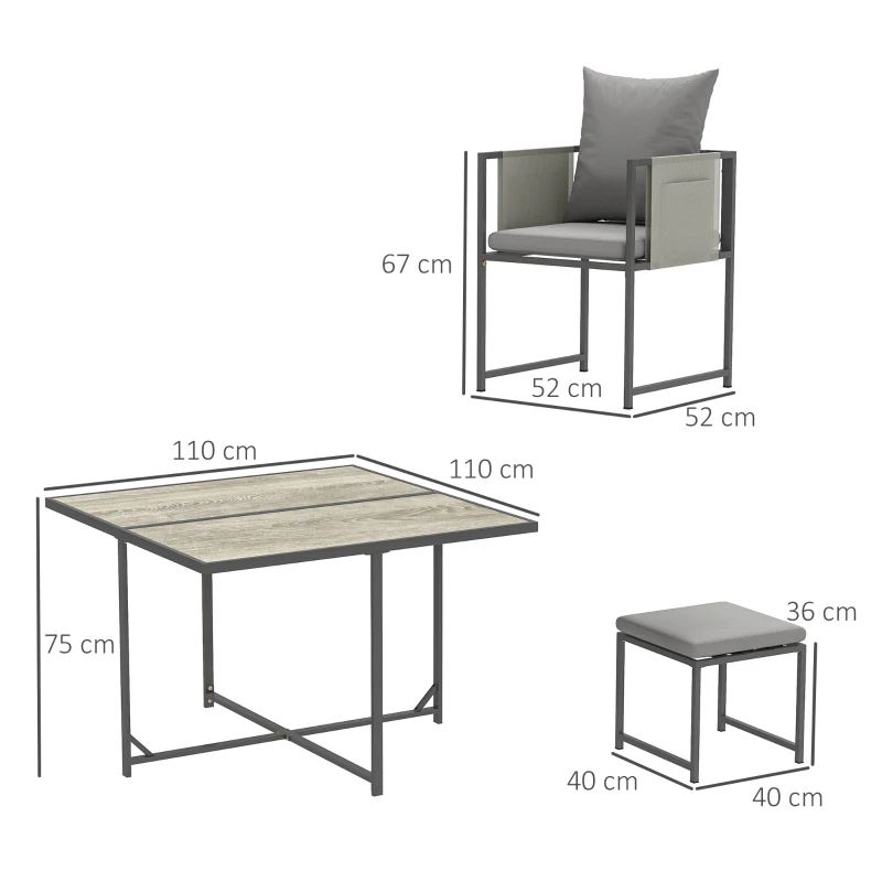 Best Nine-Piece Steel Frame Garden Dining Set - Grey - Image 3
