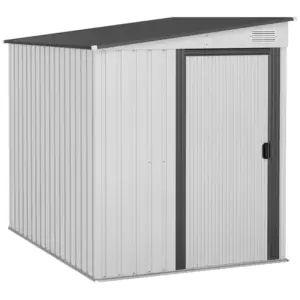 Best 7 x 5ft Galvanised Metal Shed, with Sliding Door - White