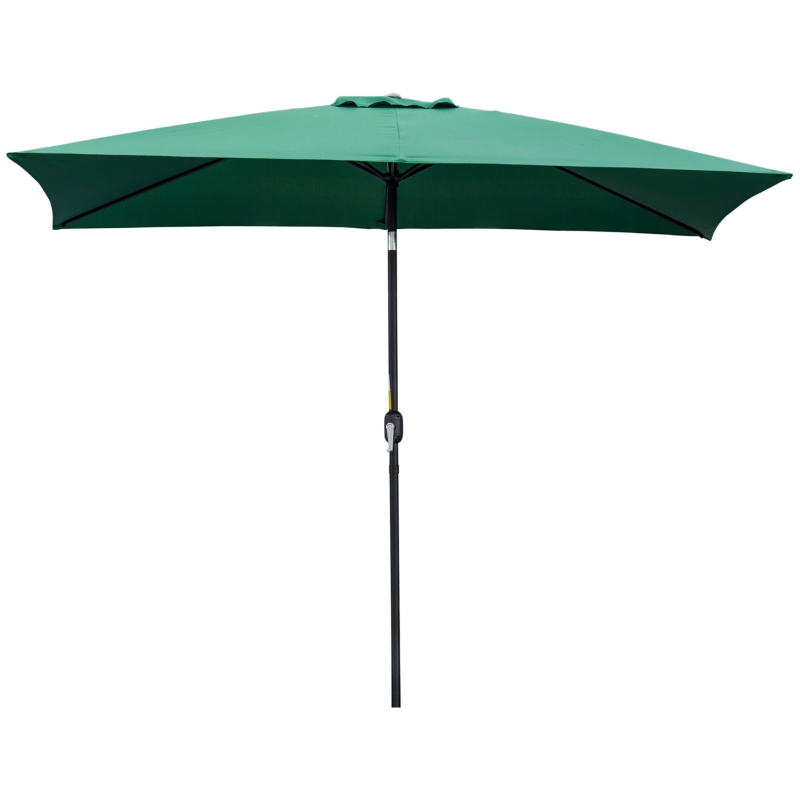 Best 3x2m Patio Parasol Garden Umbrellas Canopy with Aluminum Tilt Crank Rectangular Sun Shade Steel, Green - Image 11