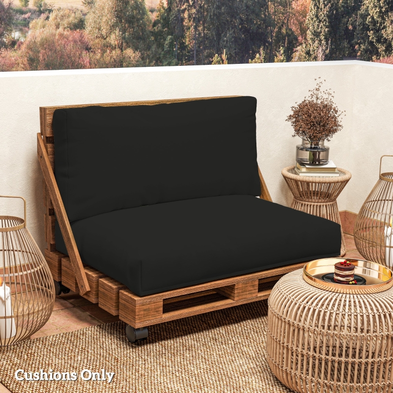 Best 2 Seater Pallet Furniture Cushions Pallet Cushions, UPF20+ 220gsm Fabric, 20 cm Thick Outdoor Seat Pads, Black - Image 10