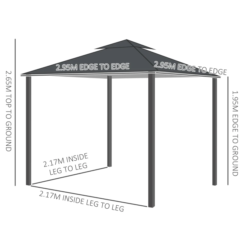 Best 3 x 3 m Garden Gazebo Double Roof Marquee Patio Wedding Party Tent Canopy Shelter with Sidewalls, (Dark Grey) - Image 3