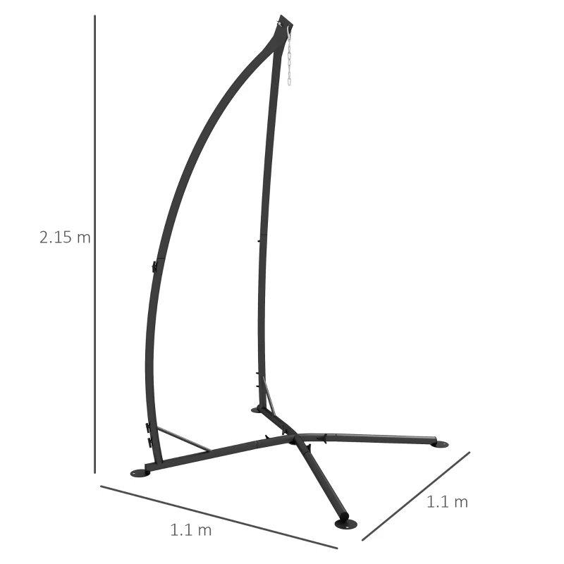 Best Hammock Chair Stand, Hanging Heavy Duty Metal Frame Hammock Stand with Chain, for Hanging Hammock Air Porch Swing Chair, Egg Cahir, Indoor & Outdoor Use, Black - Image 3