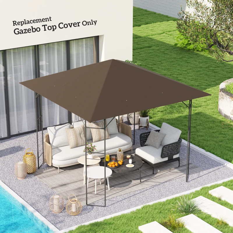 Best 3 x 3(m) Gazebo Canopy Replacement Cover, Garden Gazebo Roof Replacement with Drain Holes, Water-resistant Plastic Coating, 370g/㎡, UPF30+, TOP COVER ONLY, Brown - Image 2