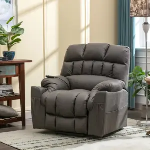 Electric Power Lift Recliner Armchair with Heating Points, Side Pockets, Remote Control Massage Chair for Elderly, 93x93x102 cm, Grey
