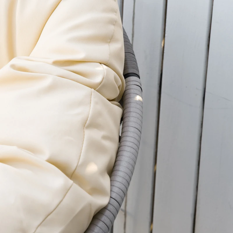 Best 360° Swivel Rattan Moon Bowl Chair Round Lounge Garden Wicker Basket Seat with Padded Cushion Oversized for Outdoor Indoor, Beige - Image 8