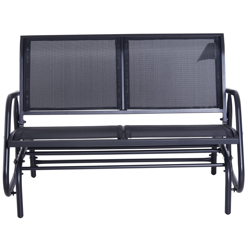 Best 2-Person Outdoor Glider Bench Patio Double Swing Gliding Chair Loveseat w/Power Coated Steel Frame for Garden Patio Porch, Black - Image 13