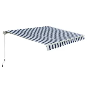 Best Manual Retractable Awning, 3x2.5 m-Blue/White Stripes
