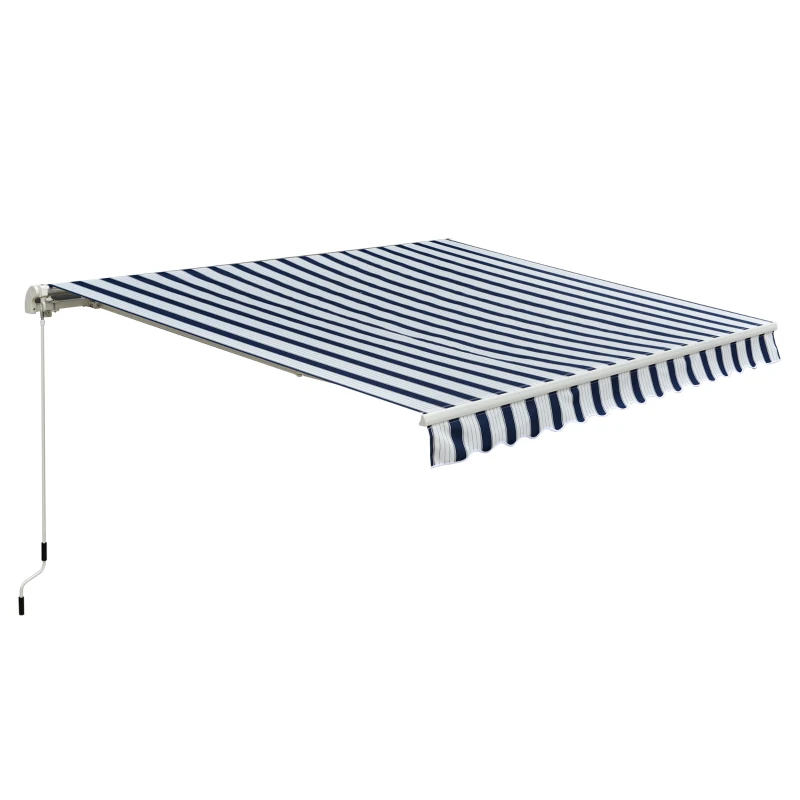 Best Manual Retractable Awning, 3x2.5 m-Blue/White Stripes