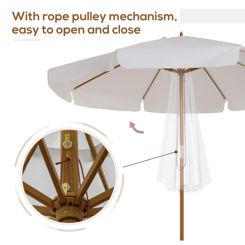 Best 3.3m Elegant Wooden Parasol - Cream - Image 5