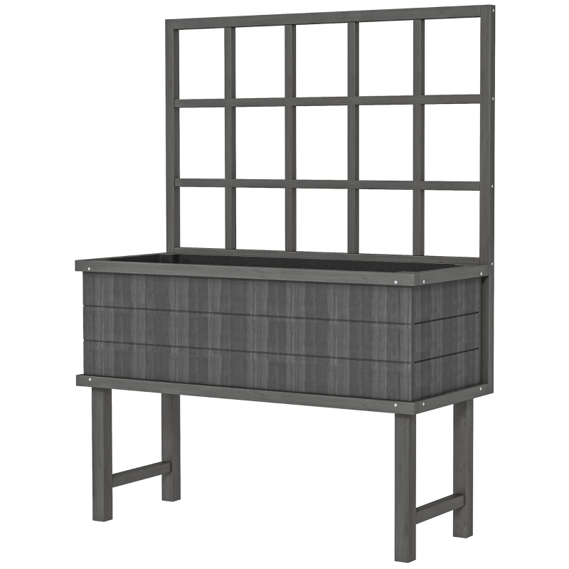 Best 45 x 105cm Wooden Garden Planter, with Trellis - Grey - Image 11