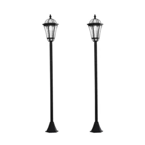 Best 2 PCS 1.3M Garden Solar Lamp Post Lights Solar Powered LED Lantern Patio Pathway Walkway Outdoor Water-Resist Auto Switch 6 Hours Black