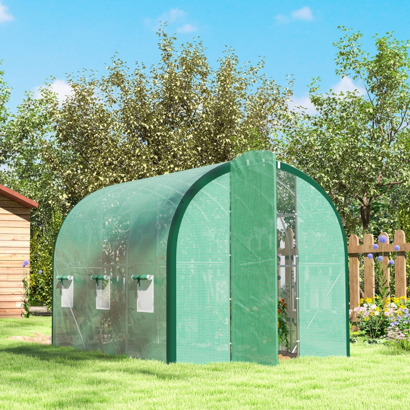 Best 3 x 2(m) Polytunnel Greenhouse, with Windows and Doors - Green - Image 9
