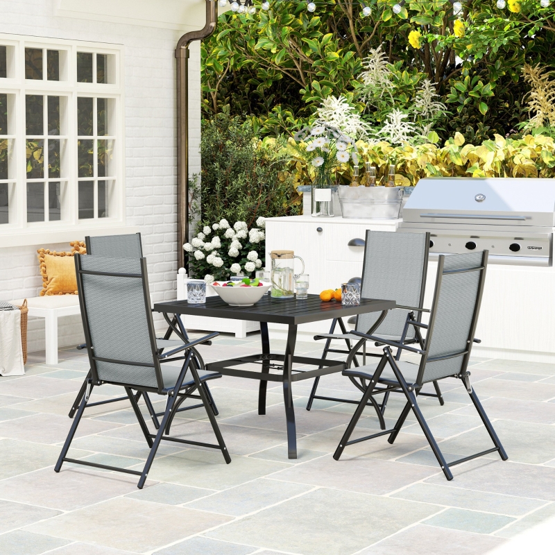 Best Five-Piece Steel Frame Patio Set - Grey/Black - Image 10