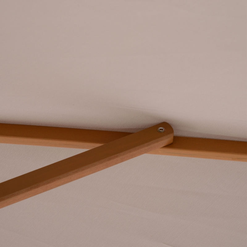 Best 2 x 3m Wooden Garden Parasol Umbrella Outdoor Sun Shade Canopy, Table Market Umbrella with Vent, 38 mm Pole, Rope Pulley Mechanism, Light Grey - Image 9