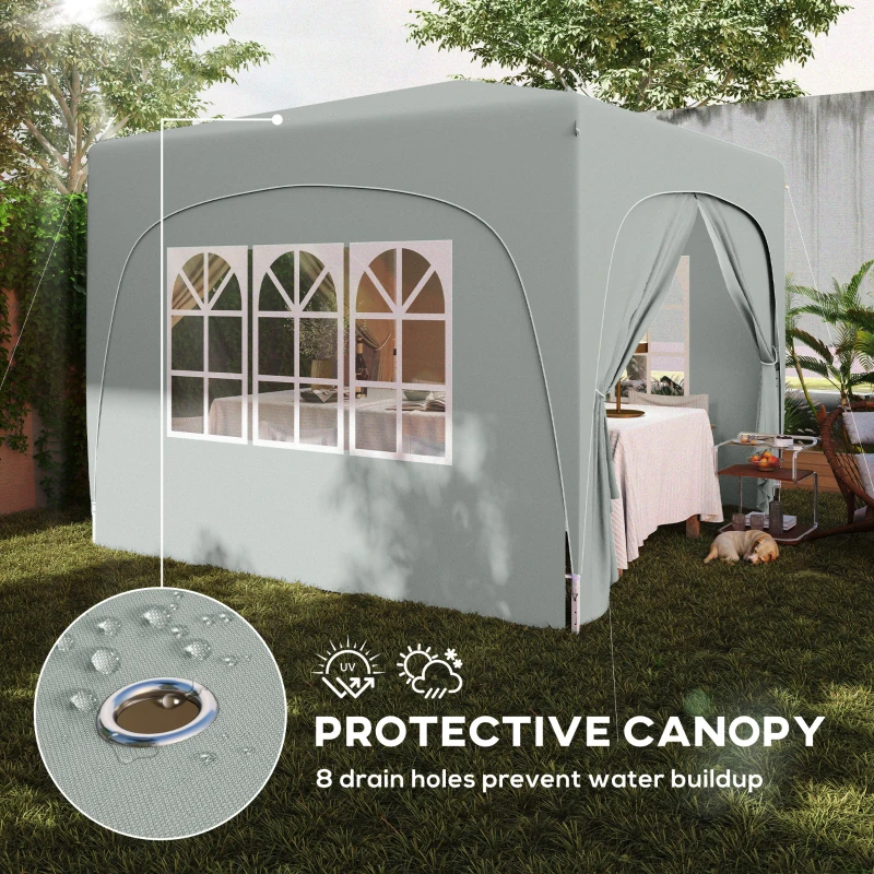 Best 3 x 3m Pop-Up Gazebo Shelter, with Accessories - Light Grey - Image 6
