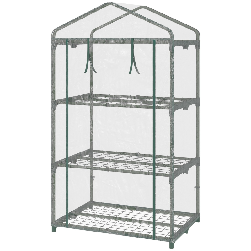 Best 3 Tier Mini Greenhouse Portable Garden Grow House with Roll Up Door and Wire Shelves, 69L x 49W x 125H cm, Clear - Image 11