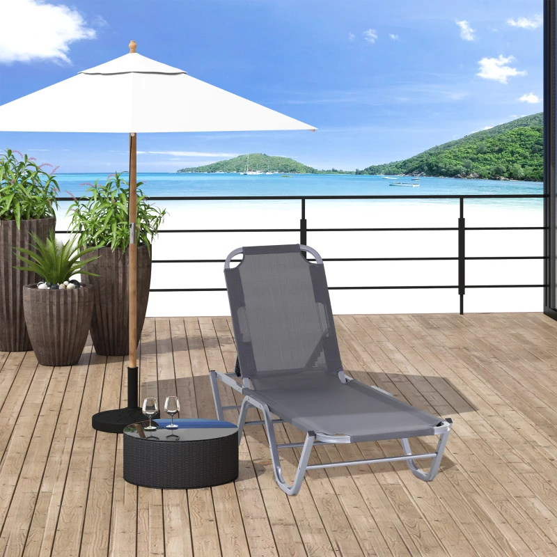 Best Sun Lounger Relaxer Recliner w/ 5-Position Adjustable Backrest Pool Sun Bathing - Image 2