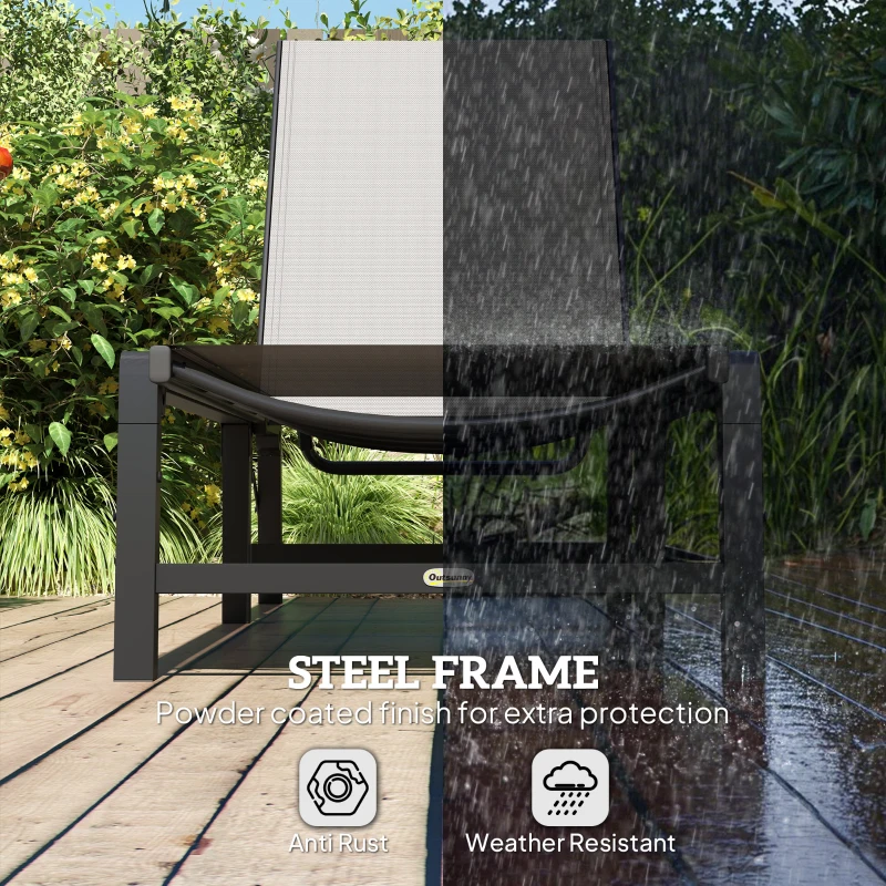 Best Folding Sun Lounger, 5-Position Adjustable Garden Chaise Lounge Sunbed, Steel Frame Reclining Chair for Beach, Porch, Patio, Camping, Light Grey - Image 7