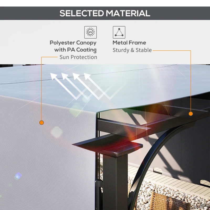 Best 3 x 3(m) Outdoor Pergola, Garden Pergola Gazebo with Adjustable Canopy, Grey - Image 4