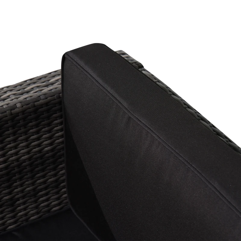 Best 3 Pieces Rattan Bistro Set, Wicker Garden Furniture Set with Glass Top Coffee Table and Chairs, Thickened Washable Cushions for Outdoor, Patio, Balcony, Grey - Image 8