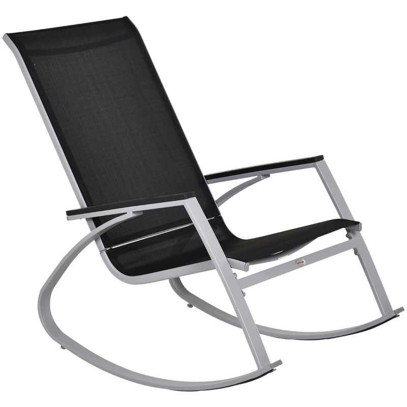 Best Rocking Chair Sun Lounger Garden Seat Patio High Back Texteline Black - Image 11