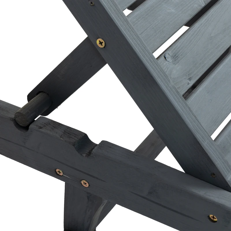 Best Garden Patio Sun Lounger, Outdoor Wooden Sun Bed with Built-In Table, Reclining Backrest and Rolling Wheels for Sunbathing, Grey - Image 8