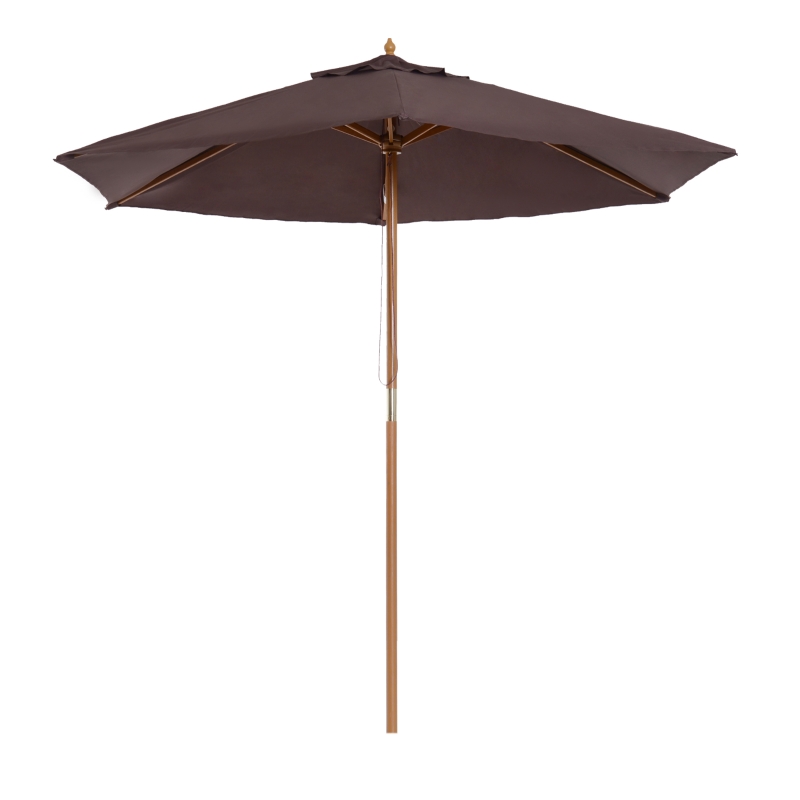Best 2.5m Wood Garden Parasol Sun Shade Patio Outdoor Wooden Umbrella Canopy Coffee - Image 14