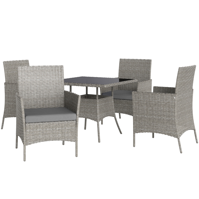 Best Five-Pieces Rattan Dining Set - Light Grey - Image 11
