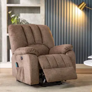Executive Power Lift Massage Chair with Heating Points, USB Ports, Side Pockets, Easy Assembly, 92x94x105 cm, Brown