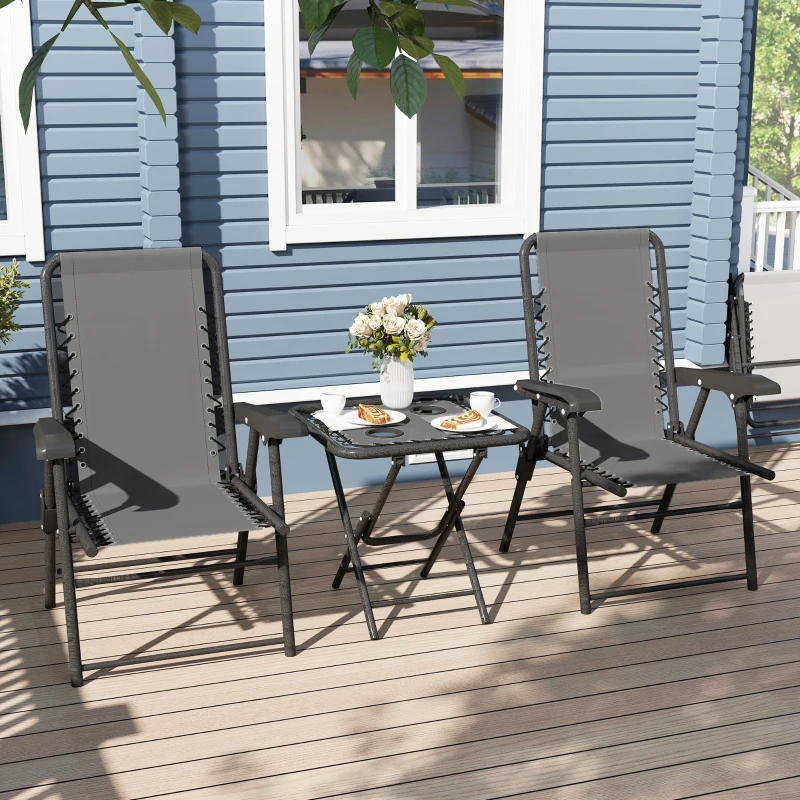 Best Three-Piece Garden Table and Chair Set - Dark Grey - Image 8