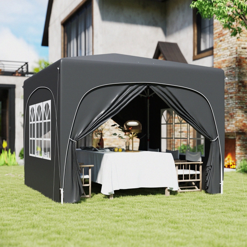 Best 3 x 3m Pop-Up Gazebo Shelter, with Accessories - Black - Image 10