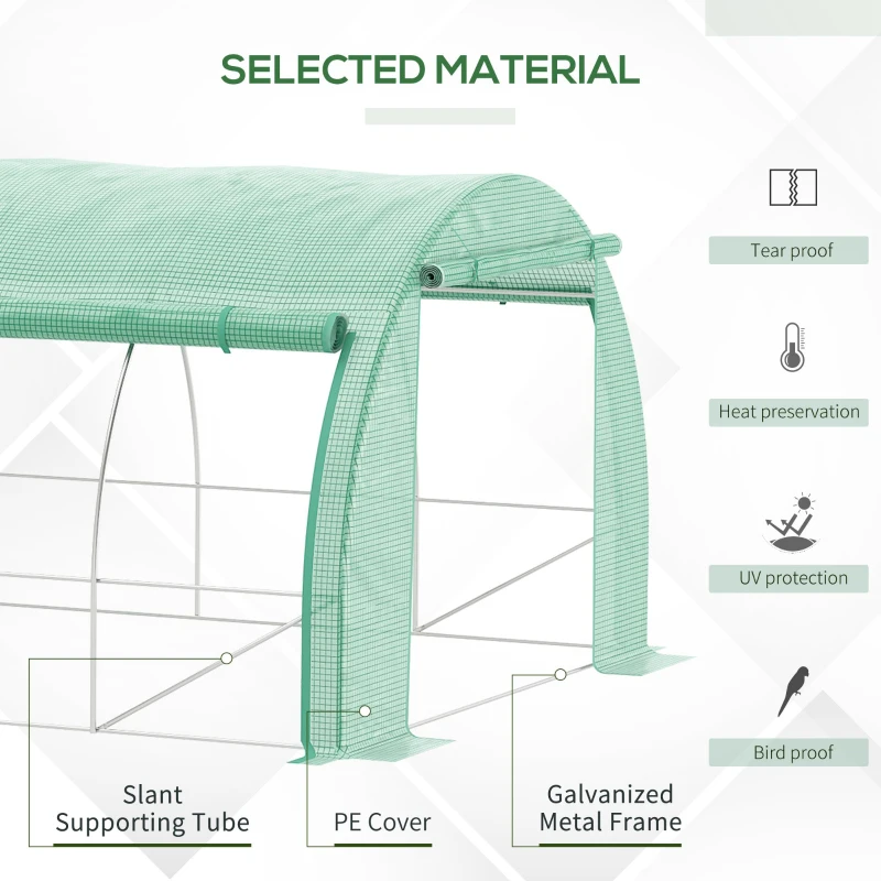 Best Polytunnel Greenhouse Walk-in Grow House Tent with Roll-up Sidewalls, Zipped Door and 8 Windows, 4x3x2m Green - Image 4