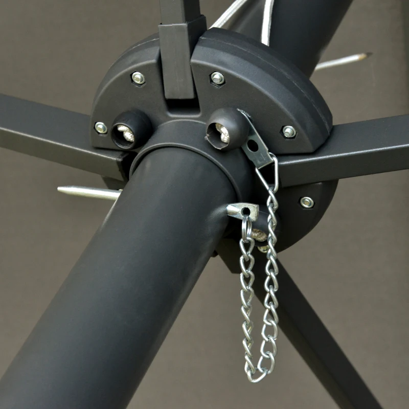 Best 4.4m Double-Sided Sun Umbrella Patio Parasol LED Solar Lights Dark Grey - Image 8