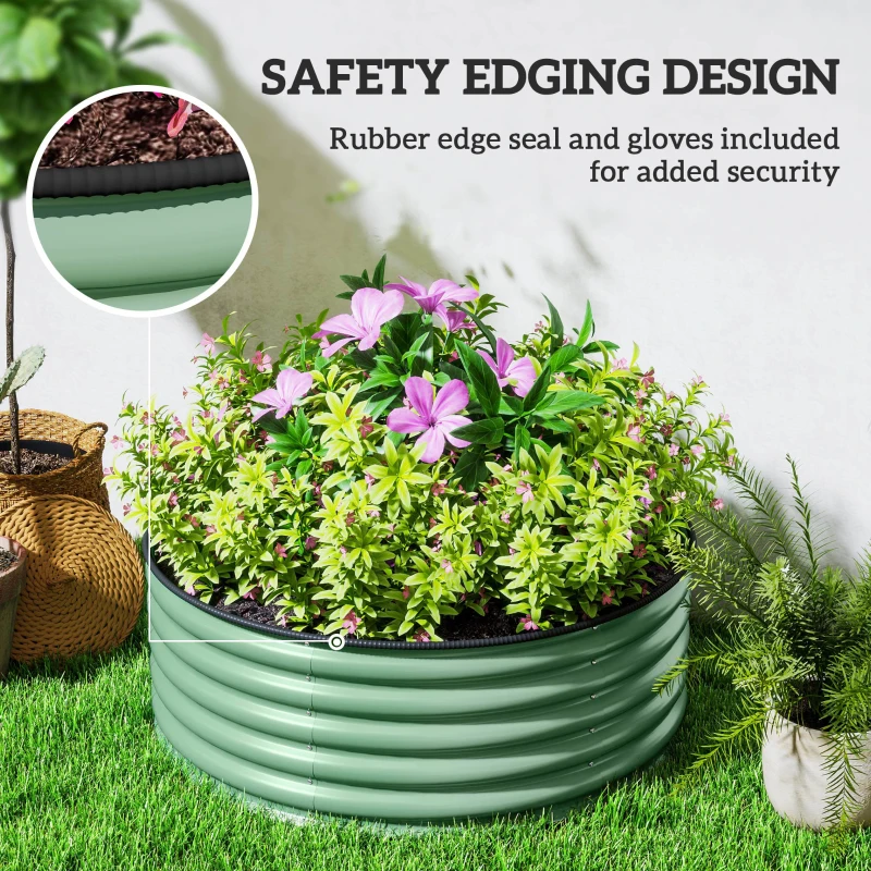 Best Galvanised Raised Garden Bed with Safety Edging, Outdoor Raised Planter Box with Gloves, 120 x 120 x 43cm, Light Green - Image 6