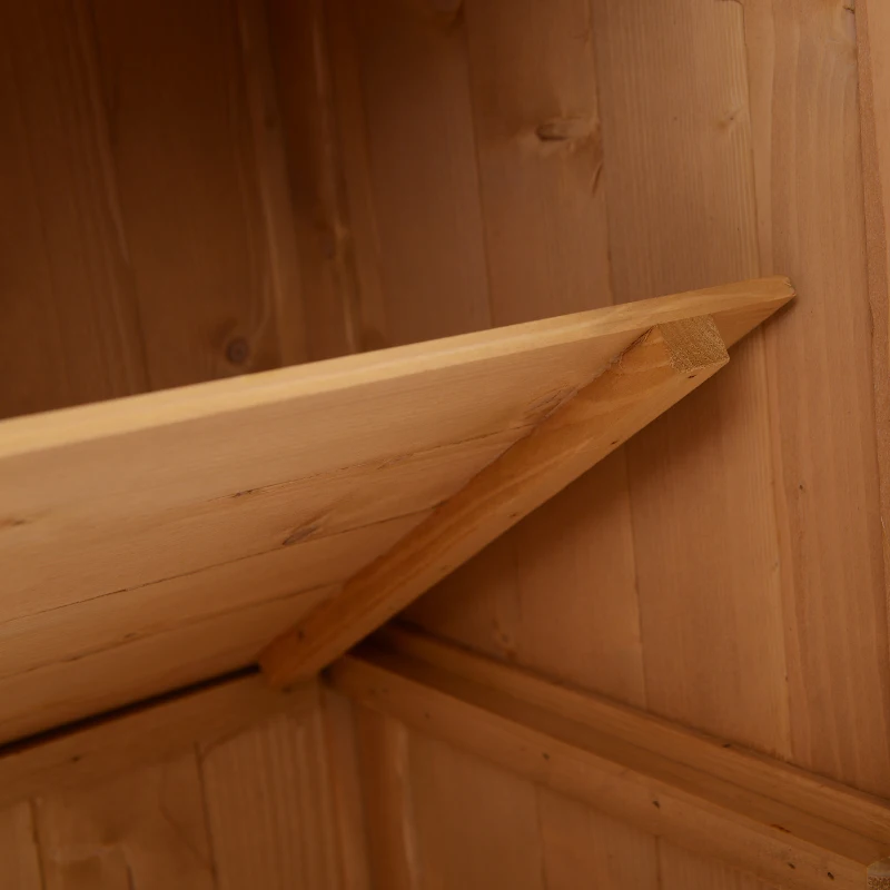 Best Wooden Garden Storage Shed with Hinged Roof and Shelves, Outdoor Storage Cabinet Chest, Double Doors, 74 x 43 x 88cm, Burlywood - Image 8