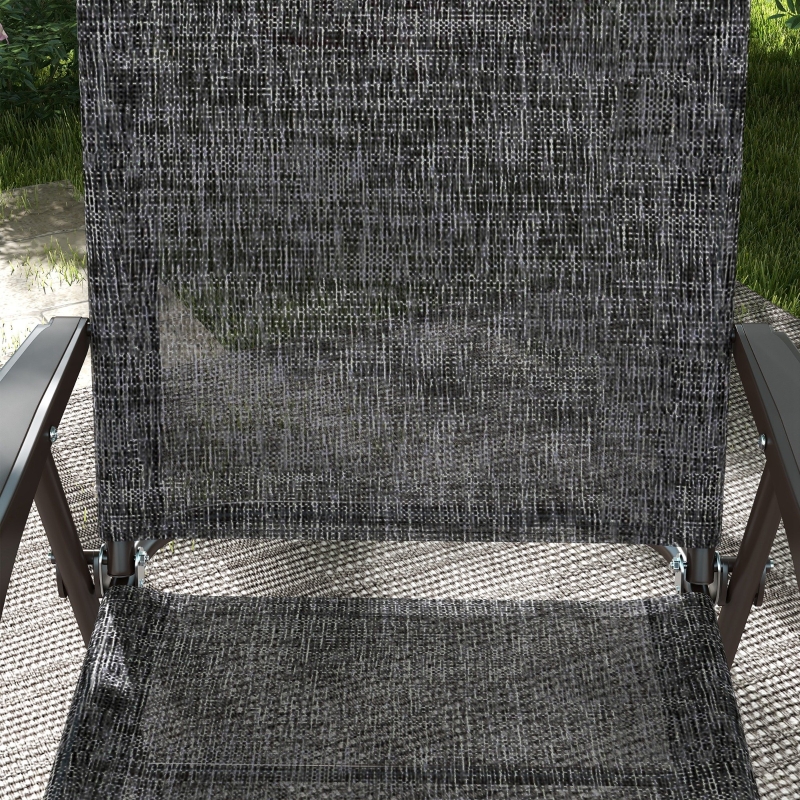 Best Set of Two Folding Garden Chairs, with Fabric Mesh Seats - Grey - Image 9