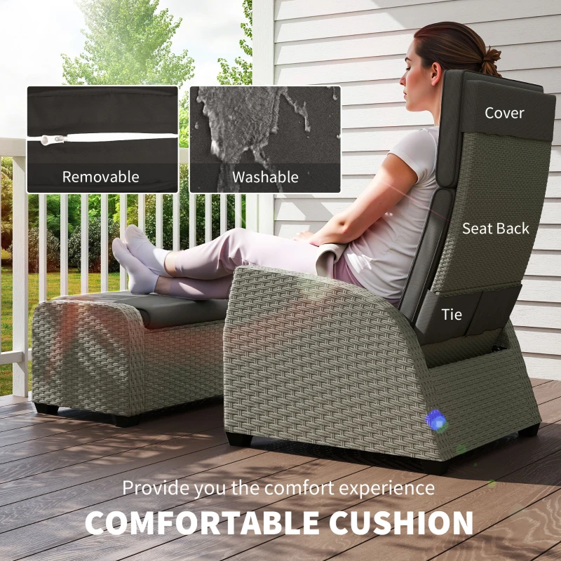 Best 5-Piece Rattan Garden Furniture Set with Cushions - Charcoal Grey - Image 6