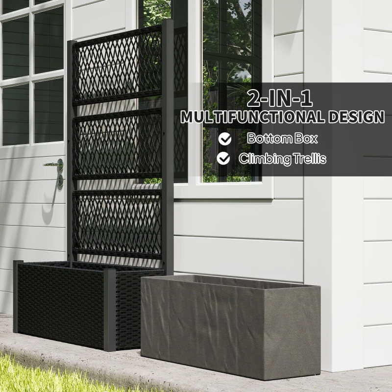 Best Garden Planter Box with Trellis, Liner for Climbing Plants, Vegetables, Flowers, 90 x 35 x 148 cm, Charcoal Grey - Image 5