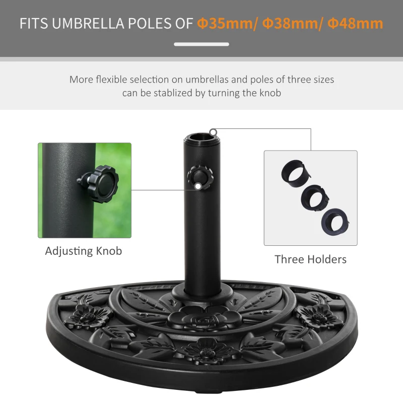 Best 9kg Cement Concrete Half Round Parasol Base Umbrella Stand Garden Outdoor Accessories - Adjustable Coupler Suitable Umbrella Rod: Φ3.5cm, Φ3.8cm, Φ4.8cm - Image 6