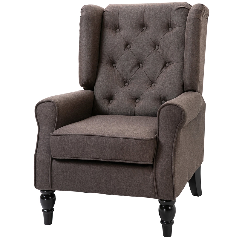 Best Retro Accent Chair, Wingback Armchair with Wood Frame Button Tufted Design for Living Room Bedroom, Brown - Image 11