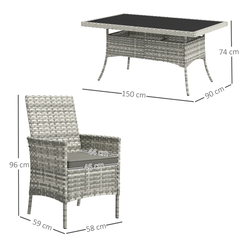 Best Seven-Piece Rattan Dining Set - Mixed-Grey - Image 3